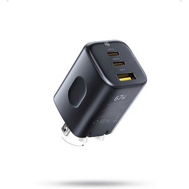 Affordable 67W USB-C Charger with 3-Port Fast Charging and Foldable Plug