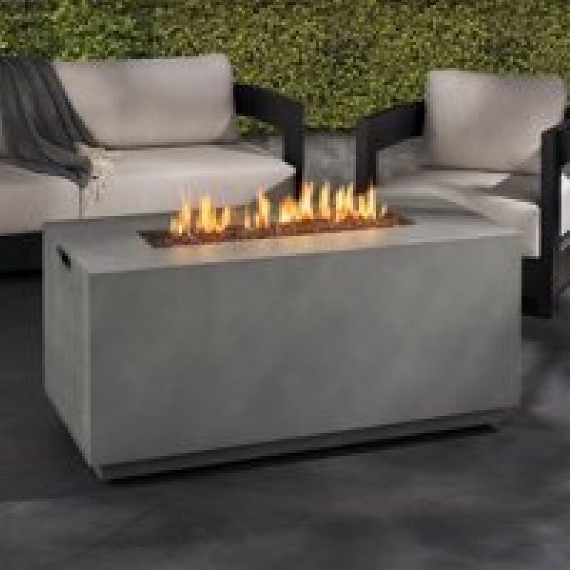 Stylish 52-inch Concrete Finish Gas Fire Pit for Patios and Decks