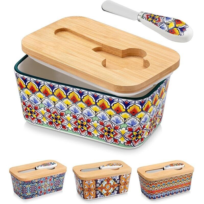 Vancasso 6.5-inch SIMI Butter Dish with Lid - Durable, Lead-Free Porcelain
