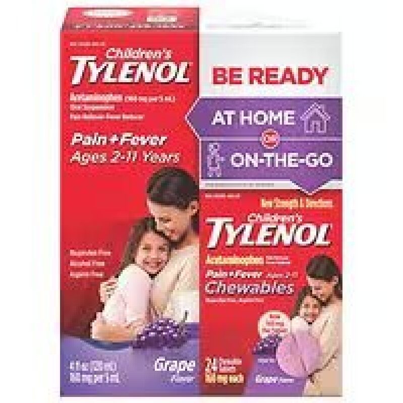 Children's Tylenol Liquid & Chewables Grape Bundle - Pain & Fever Relief