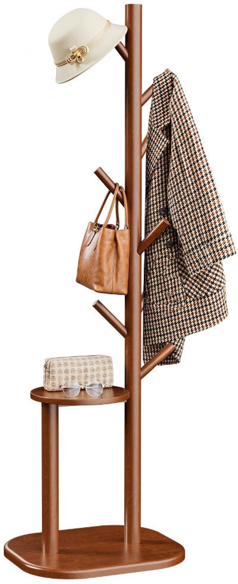 Elegant Wooden Coat Rack with Storage Shelf