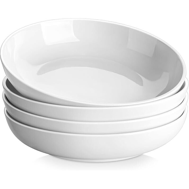 Premium 10-in Large Pasta Bowls, Set of 4 - Durable, Non-toxic Ceramic