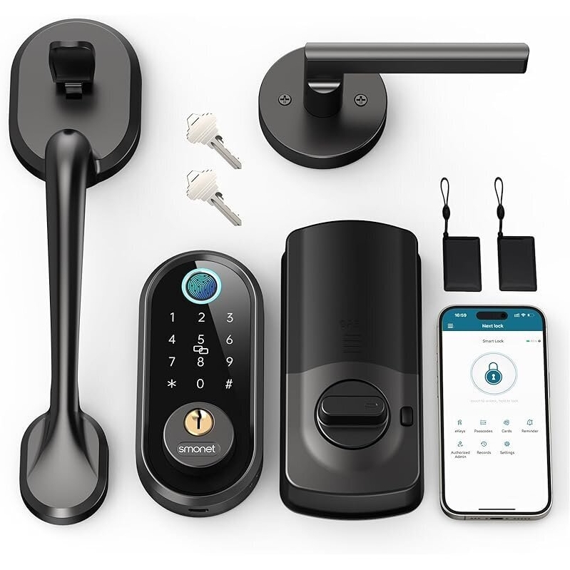 SMONET Smart Keyless Entry Front Door Lock Set with Handle & App Control