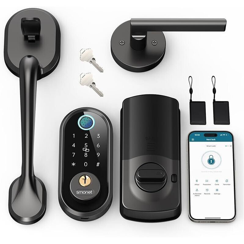 SMONET Smart Keyless Entry Front Door Lock Set with Handle & App Control