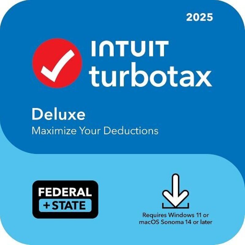 TurboTax Deluxe 2025 Tax Software - Federal + State, Best Deal at $55.99