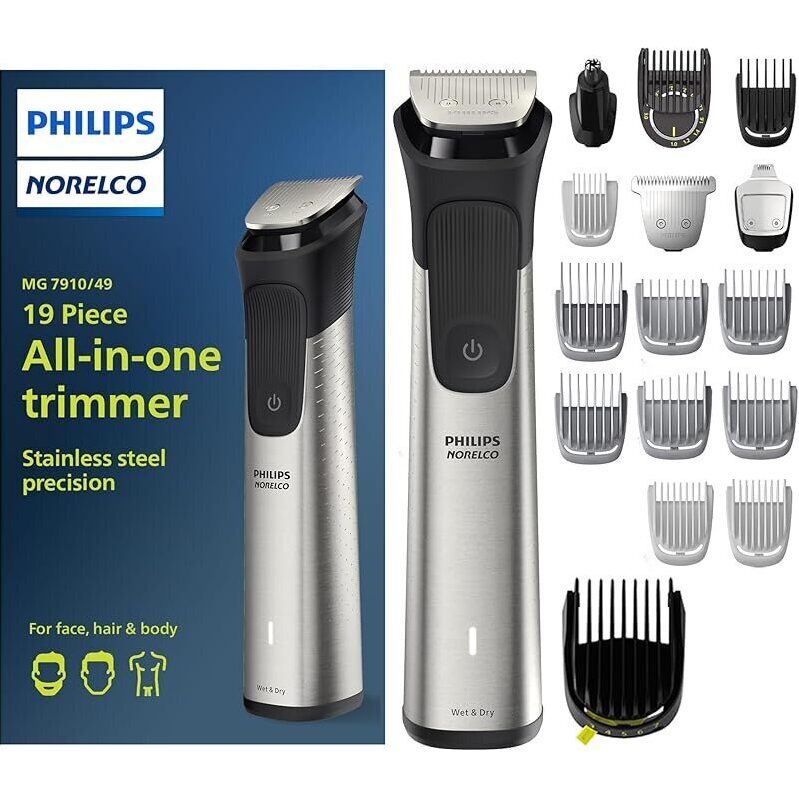 Philips Norelco Multigroom 7000 Mens Grooming Kit - Stainless Steel Precision