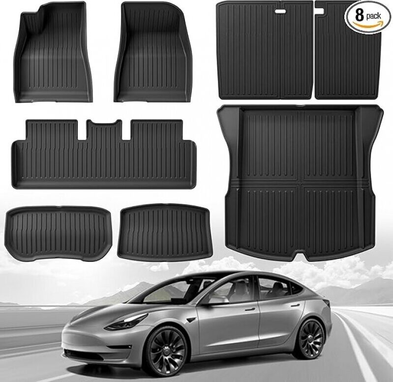 Tesla Model 3 Highland 2024-2025 All Weather Floor Mats - Full Set of 8