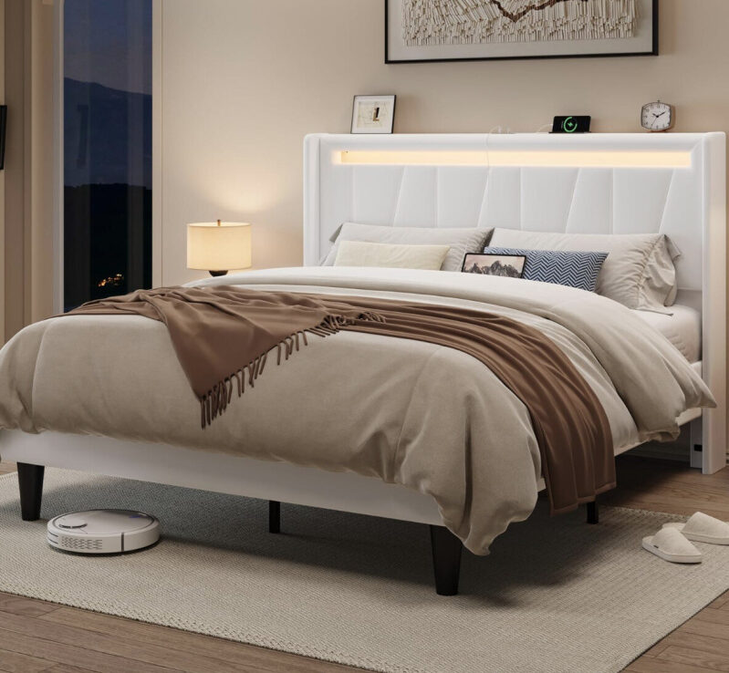Allewie Queen Size LED Bed Frame with RGB Lighting - Ultimate Comfort
