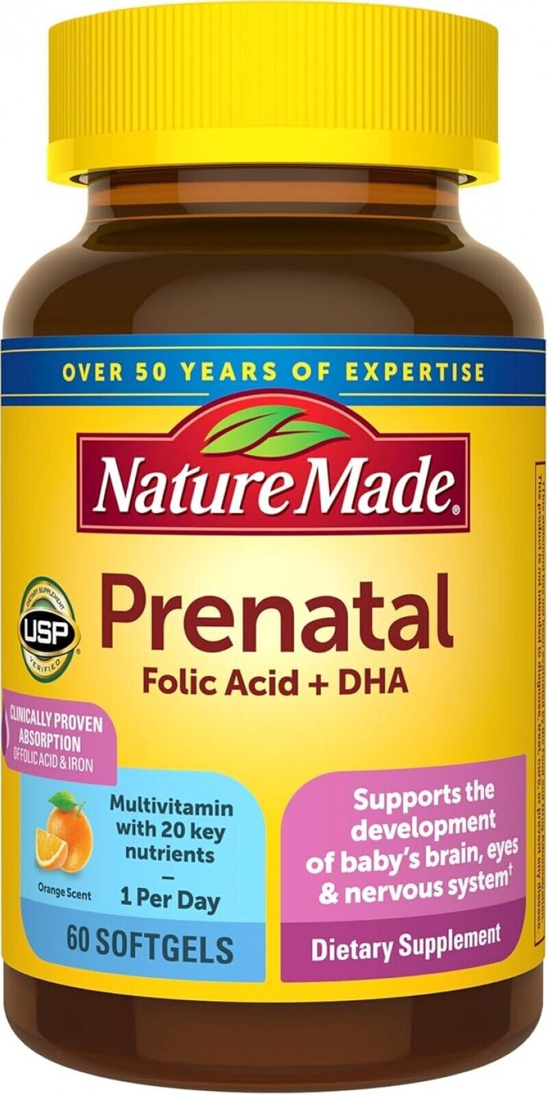 Affordable Prenatal Vitamins with Folic Acid + DHA - 60 Day Supply