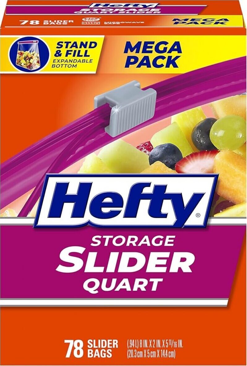 Hefty Slider Storage Bags, Quart Size, 78 Count - Buy 2 Get $2 Off!