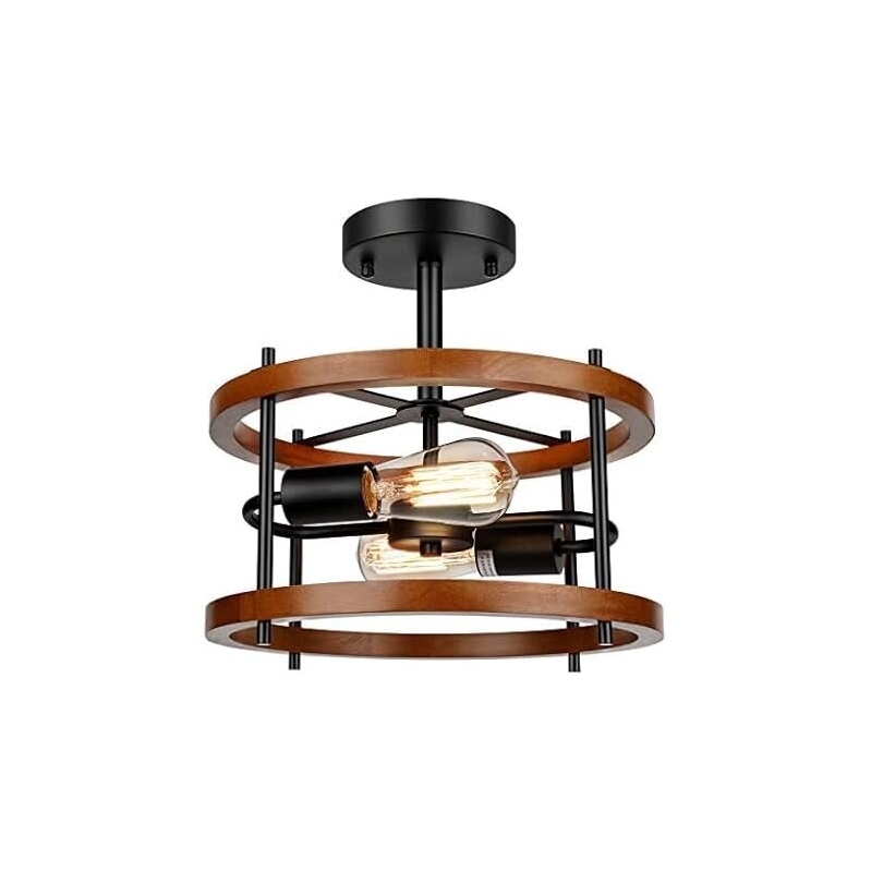 Lakumu KN0001 2-Light Retro Semi Flush Mount - Elegant Vintage Lighting
