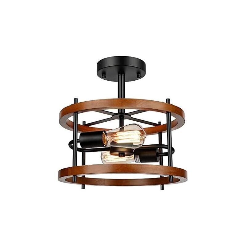 Lakumu KN0001 2-Light Retro Semi Flush Mount - Elegant Vintage Lighting