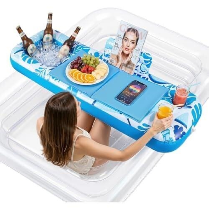 61-Inch Inflatable Pool Float with Tray and Ice Bucket - 50% Off