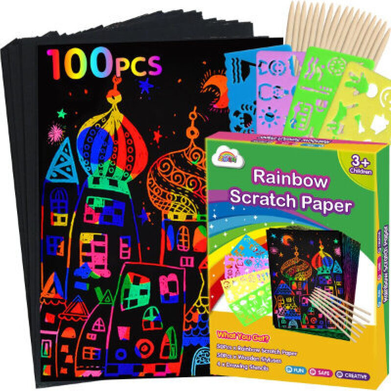 100-Piece Scratch Paper Art Kit for Kids