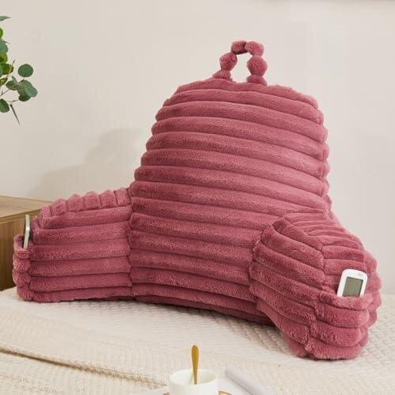 Luxurious Faux Fur Reading Pillow with Pocket - 55% Off
