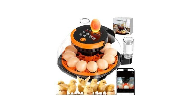 WiFi Egg Incubator with 1080P Camera, App Control, Automatic Turning & Water Filler for Hatching Eggs with Candler