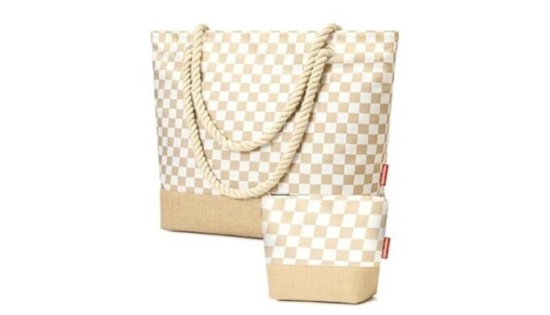 2pcs Woven Base Beach Tote Bag Set - Durable, Stylish, and Practical