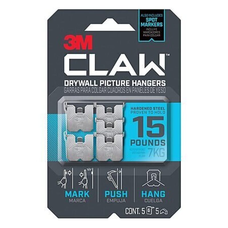 5-Pack 15 lb. 3M Claw Drywall Picture Hangers w/ Spot Markers - $5.29 + Free Shipping
