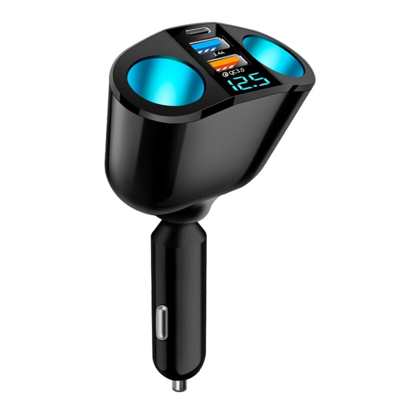 RONY 5 in 1 Car Charger with LED Voltage Monitor - Ultimate Charging Solution