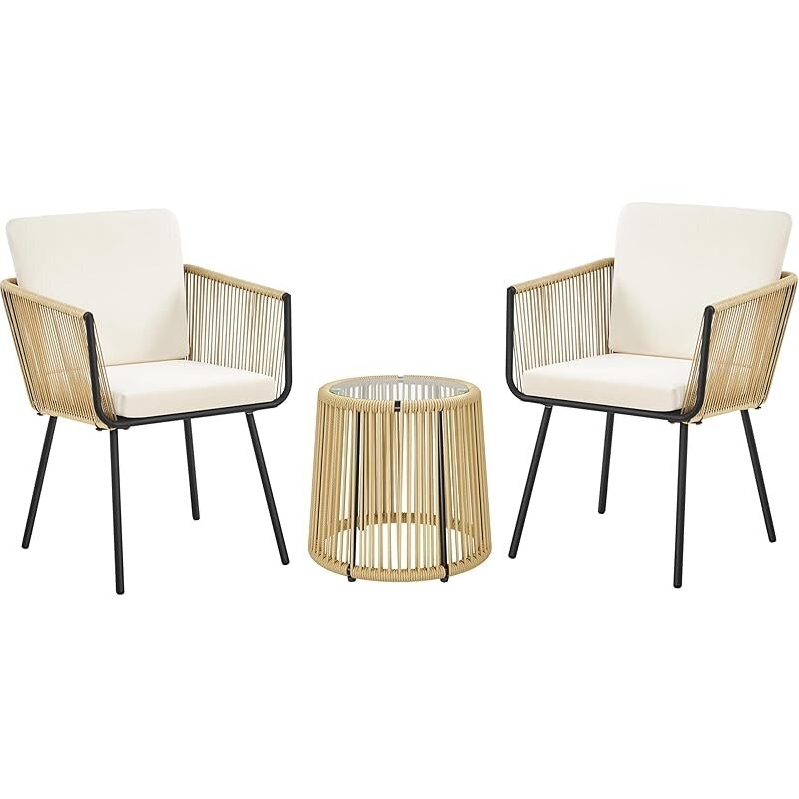 Yaheetech 3 Piece Patio Rattan Bistro Set - Perfect for Outdoor Relaxation