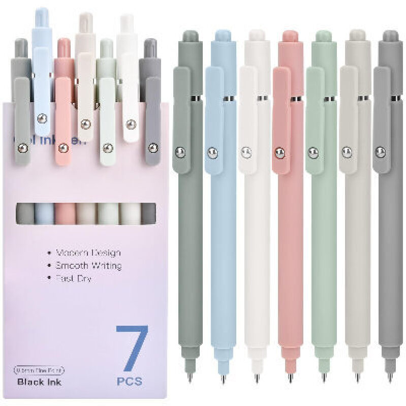 Donse Black Ink Gel Pens - 0.5mm Fine Tip - 7 Pack