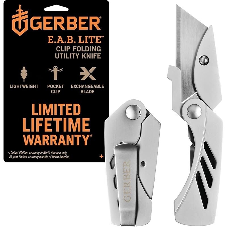 Gerber EAB Lite Pocket Razor Knife with Money Clip - Lightweight Utility Knife