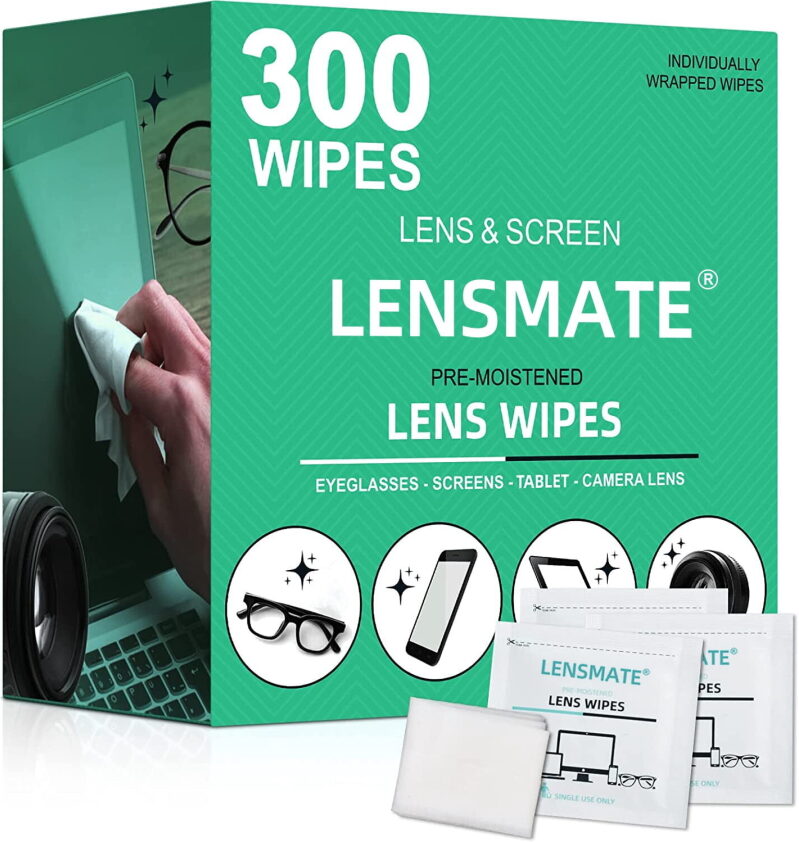 Lensmate Lens Cleaner Wipes: 300 Count Pre-Moistened Wipes for Eyeglasses, Screens, Tablets, and Camera Lenses
