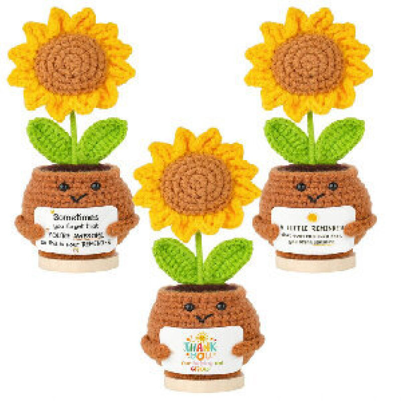 Charming Crochet Sunflower Dolls - 3 Piece Set