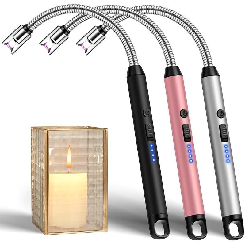 3-Pack Electric Candle Lighter with LED Battery Display