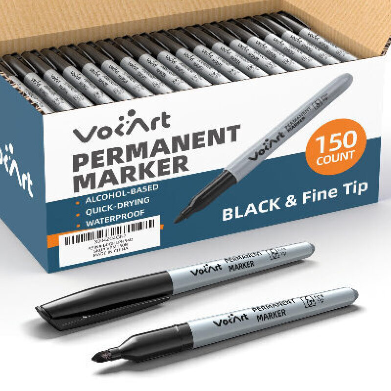 Bulk Pack of 150 Black Fine Tip Permanent Markers - Ideal for Offices and Schools
