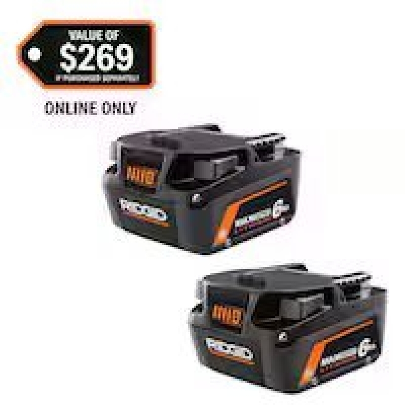 RIDGID 18V MAX Output 6.0 Ah Lithium-Ion Batteries (2-Pack) - Unmatched Power and Efficiency