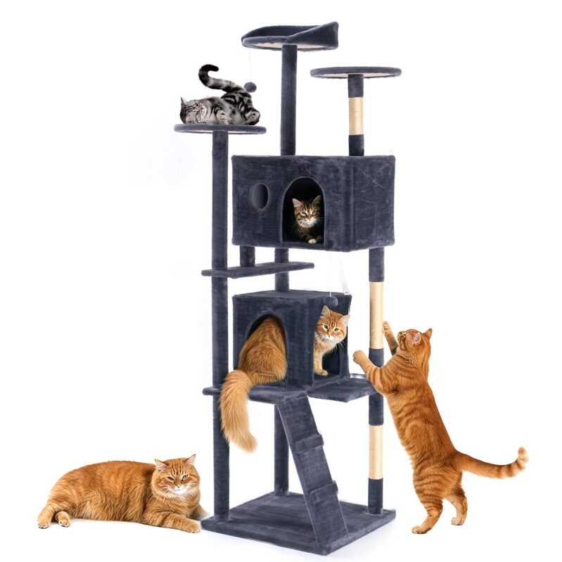 70-Inch Indoor Cat Tree Tower – Multi-Level Pet House