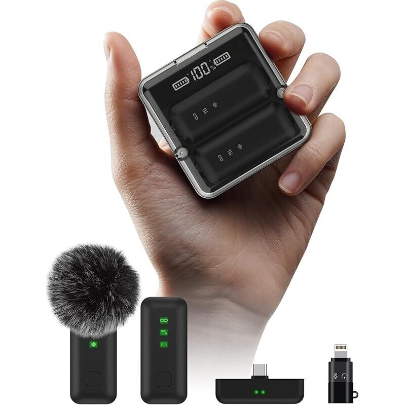 2Pcs Mini Wireless Lavalier Microphone - Perfect for iPhone Creators