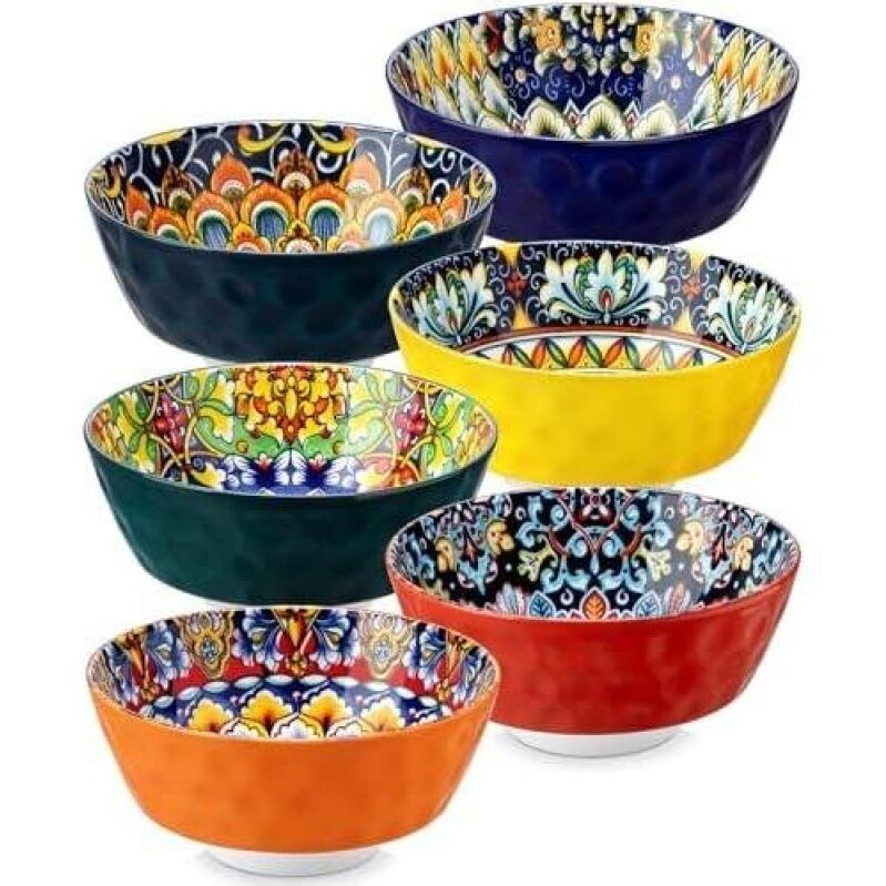 vancasso 6-Piece 26oz Ceramic Multi-Use Bowl Set - Vibrant Designs - 49% OFF