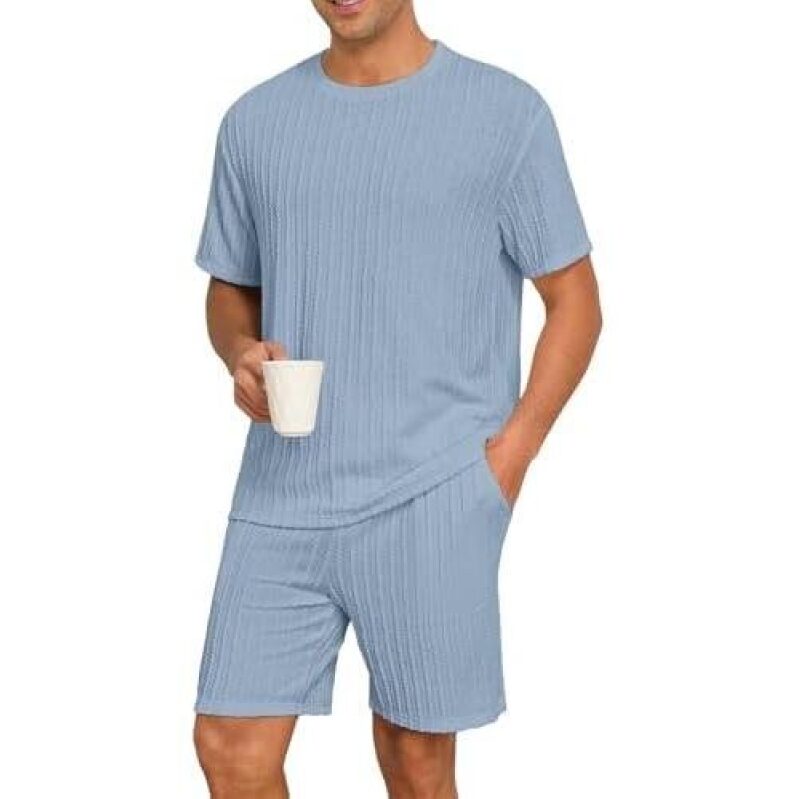Men's Lightweight Short Sleeve Pajama Set - 50% Off