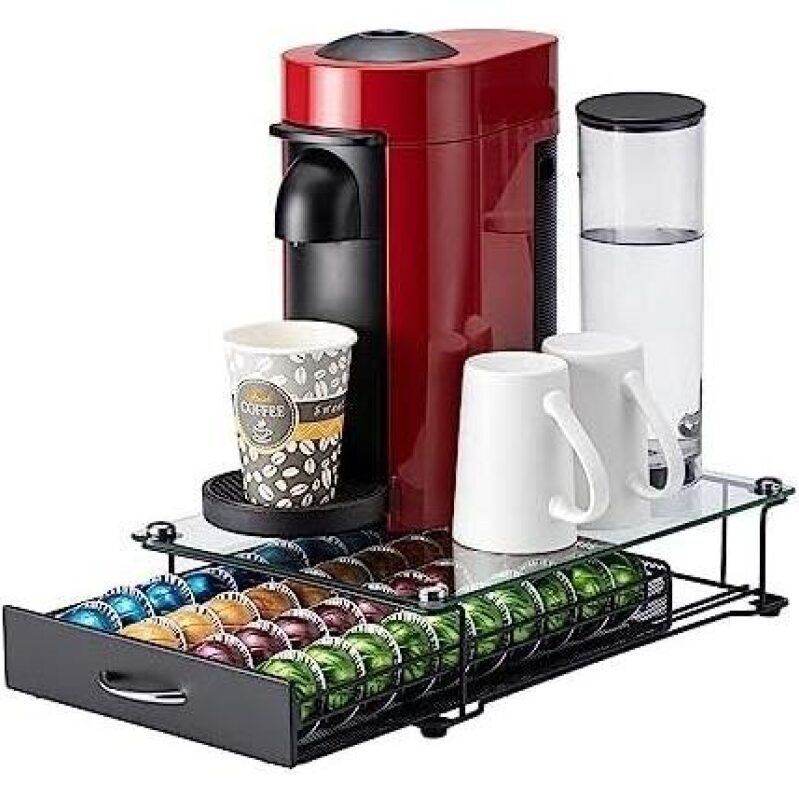 Nespresso Vertuo Capsule Holder Drawer with Glass and Handle