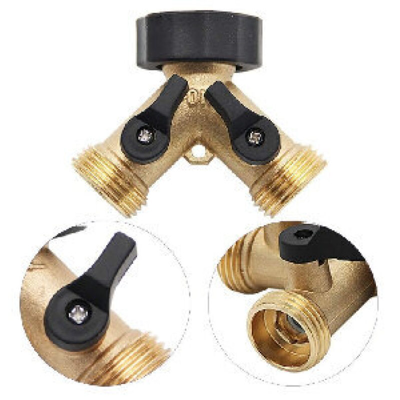 Premium Brass Two-Way Water Splitter - High Efficiency