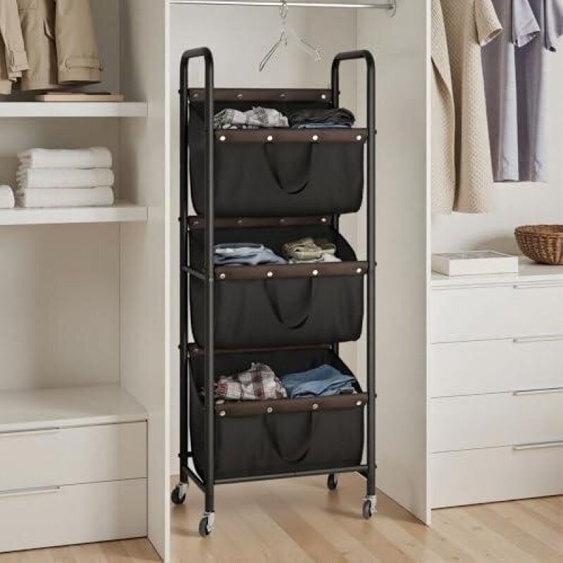Maximize Storage with 3-Tier Rolling Laundry Hamper - 50% Off