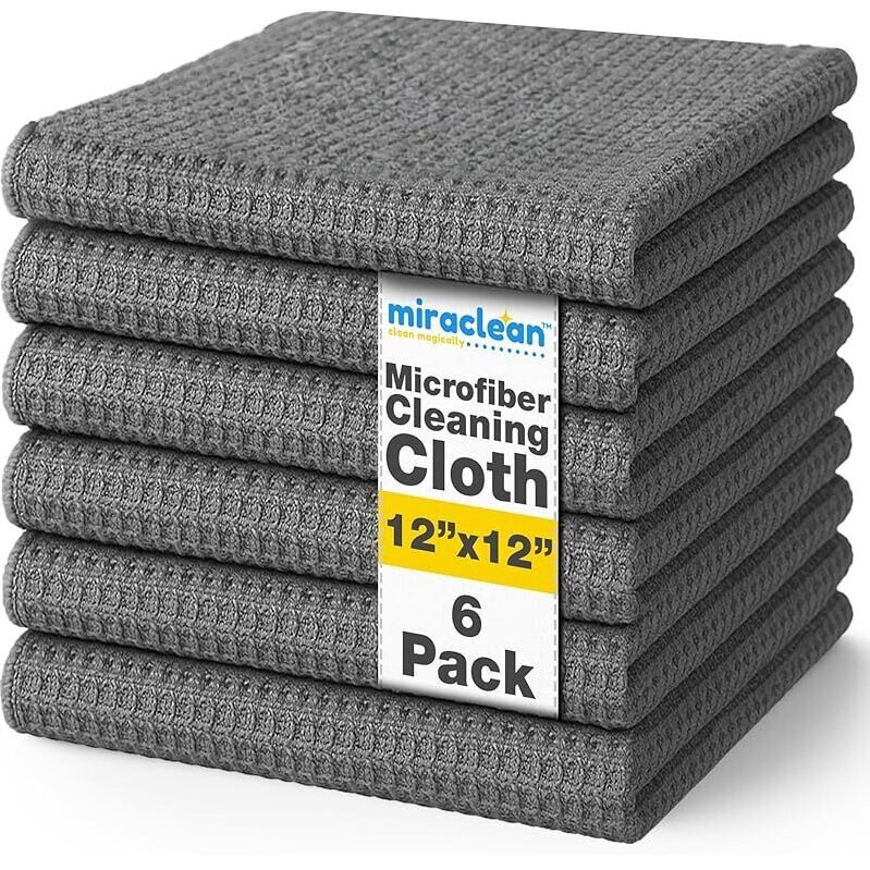 MIRACLEAN FairyWaffle Microfiber Towels for Cars - 12 x 12-in, 6-Pack