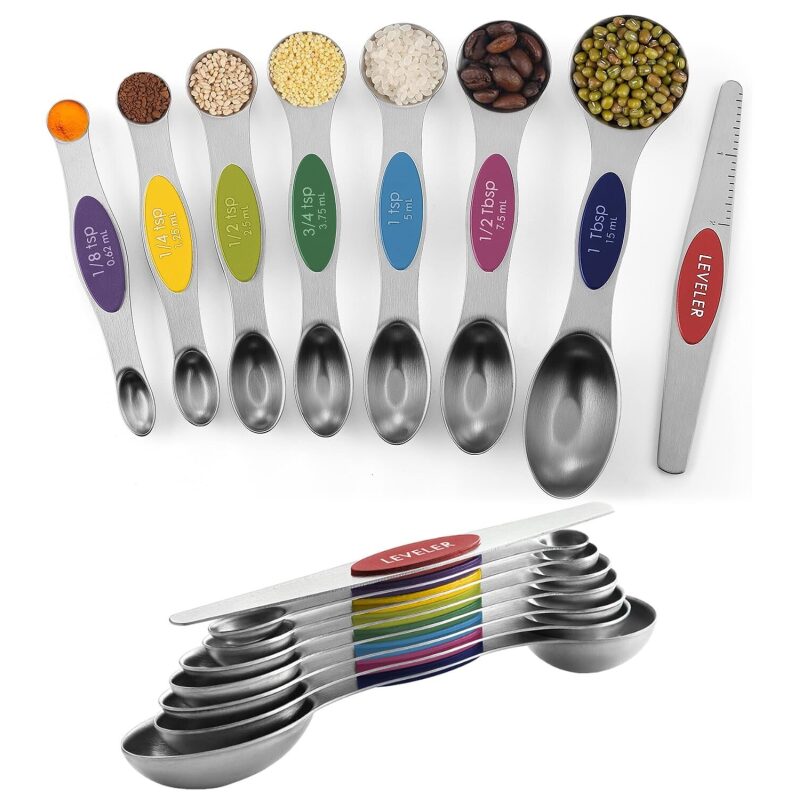 8pk Stainless Steel Magnetic Measuring Spoons Set - Precision Cooking Tools