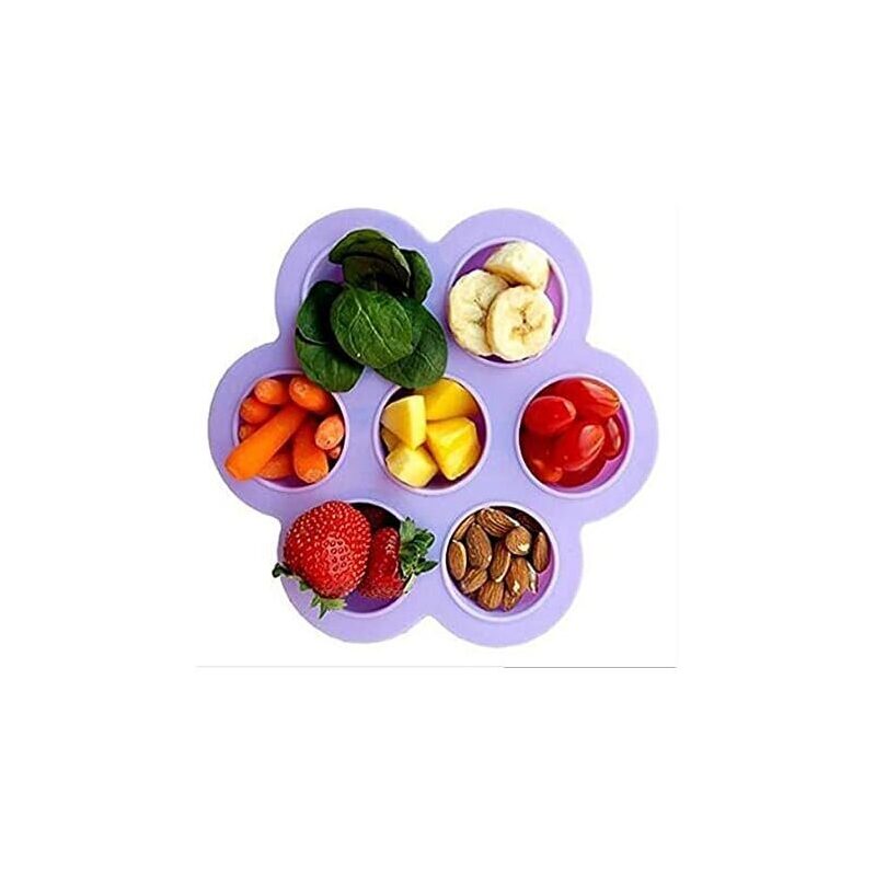 7-Hole Silicone Kids' Snack Tray - Perfect for Healthy Eating