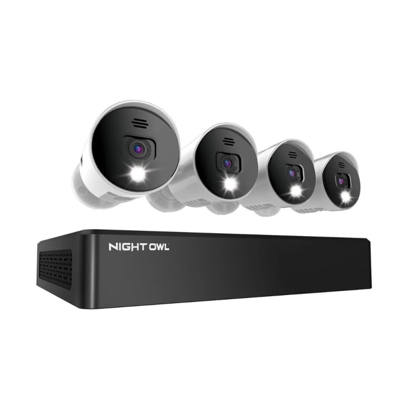 Night Owl 8 Channel 4K 1TB Bluetooth DVR with 4 Wired 4K Cameras - High-Resolution Security System