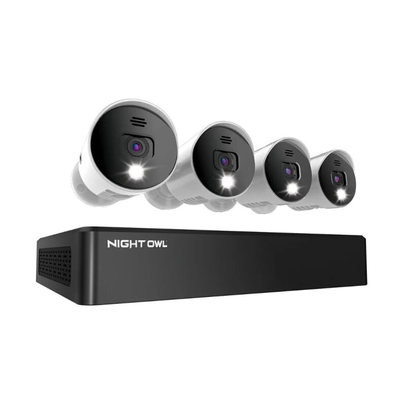 Night Owl 8 Channel 4K 1TB Bluetooth DVR with 4 Wired 4K Cameras - High-Resolution Security System