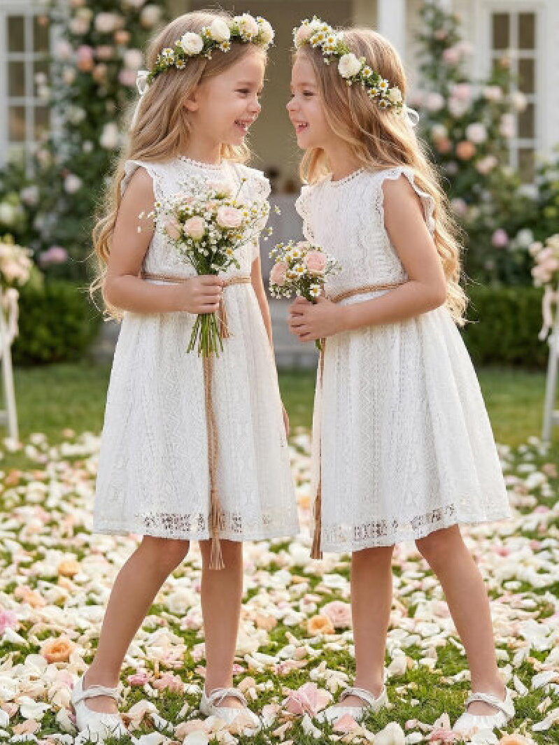 ALLOVIN Bohemian Lace Girls' Dress - Elegant & Sustainable