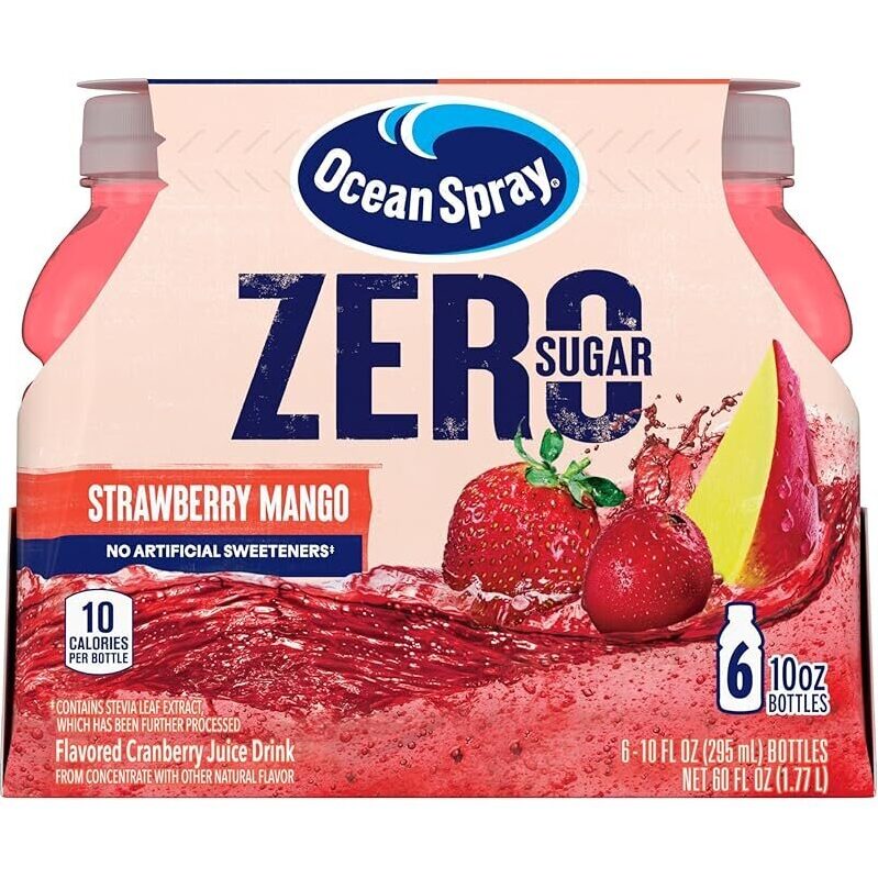6-Count Ocean Spray ZERO Sugar Strawberry Mango Juice Drink 10oz