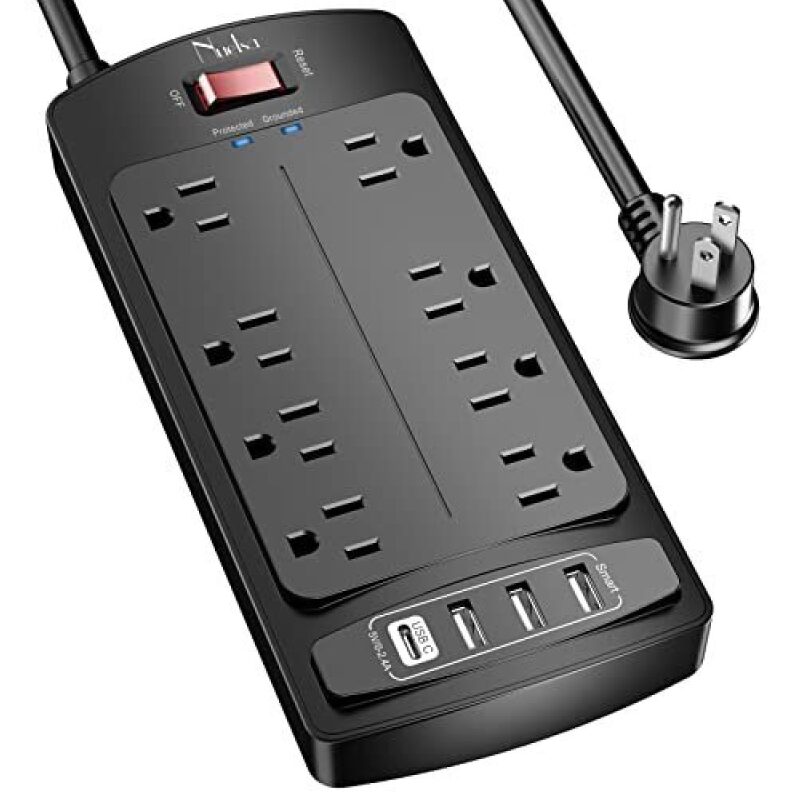 Nuetsa Surge Protector Power Strip with 8 AC Outlets and 4 USB Ports