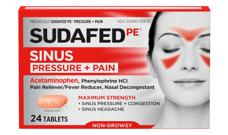 Sudafed PE Sinus Pressure & Pain Relief Tablets - Effective Nasal Decongestant