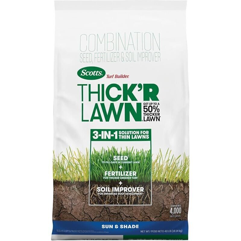 Transform Your Lawn with Scotts Turf Builder Thick'r Lawn Grass Seed, Fertilizer, Soil Improver