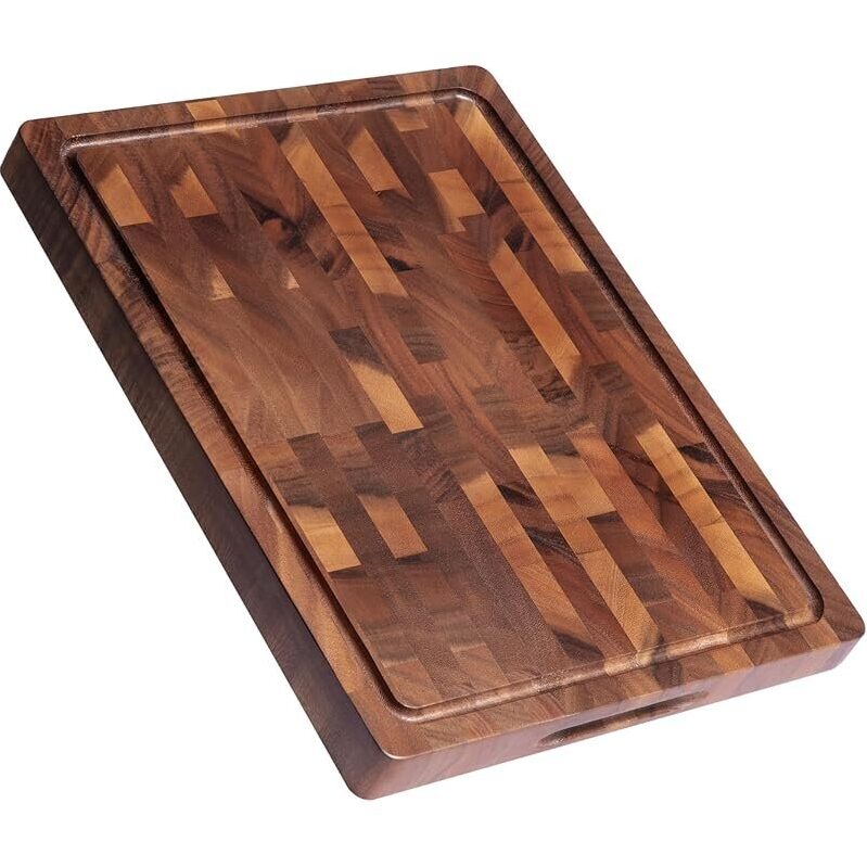 Durable Walnut Wood Cutting Board for Kitchen - 17x13x1-in