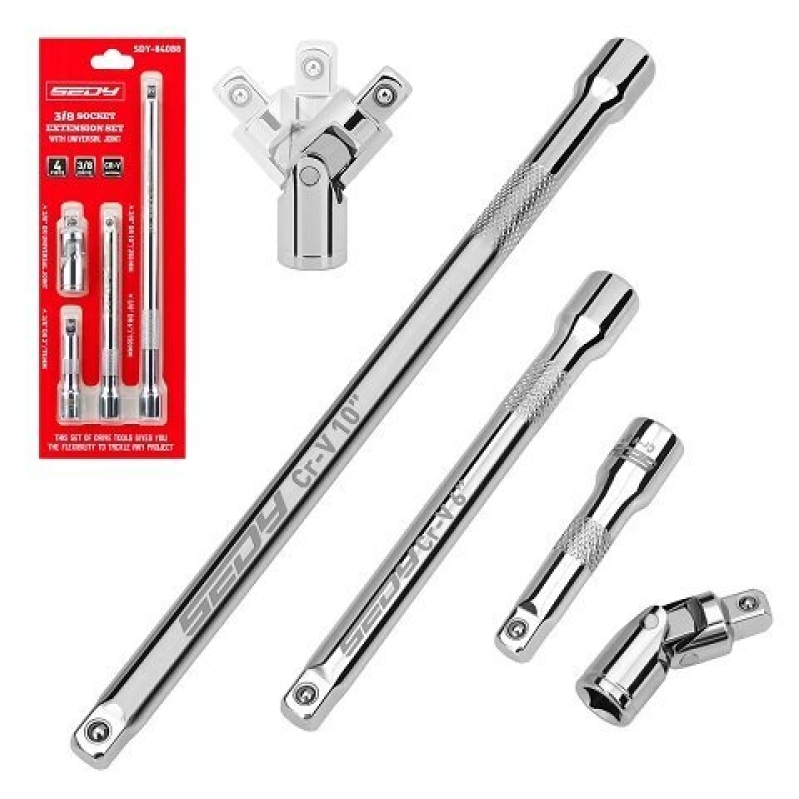 SEDY 3/8 Inch Socket Extension Bars - 4 Piece Set